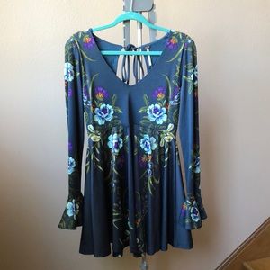 FP blue floral fit and flare dress!